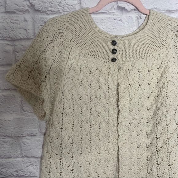 ALPS Wool Blend Cable Knit Short Sleeve Cardigan - Picture 7 of 15